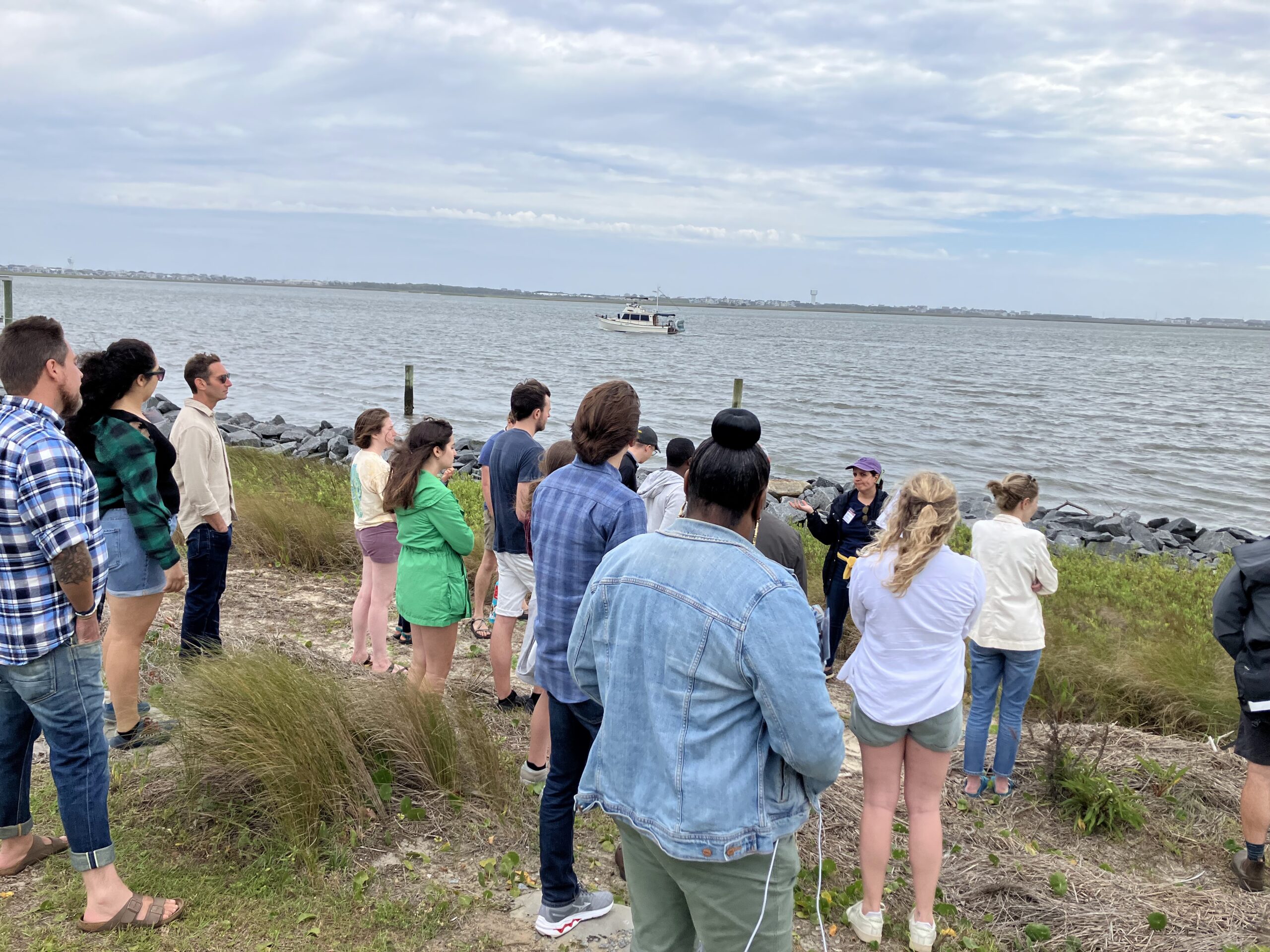 Climate Leaders Program students learning about living shorelines.